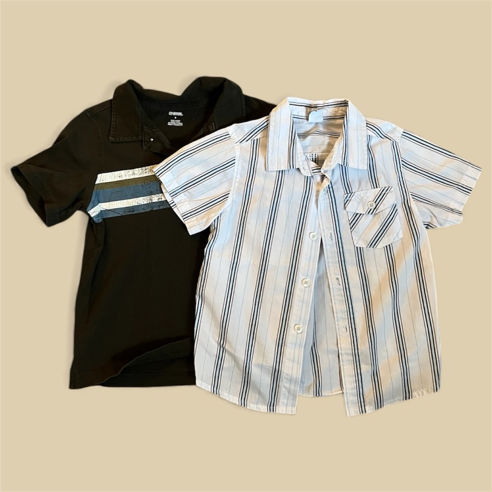 Gymboree Brown and Striped Kids Collared Shirts • Bundle of 2